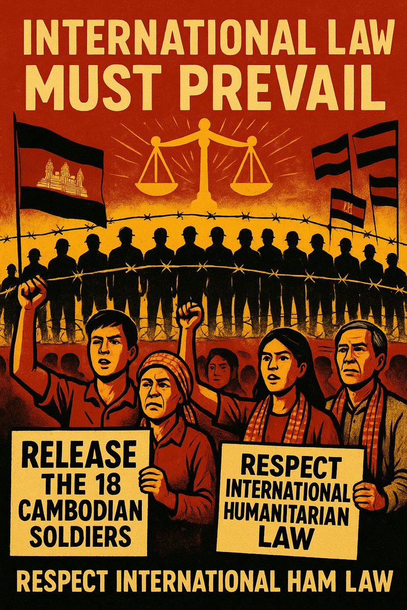 Thailand must release 18 Cambodian soldiers in accordance with international humanitarian law. Cambodia also calls on the international community to intervene to ensure that Thailand complies with international law.

RESPECT INTERNATIONAL LAWS.

#ReleaseCambodianSoldiers