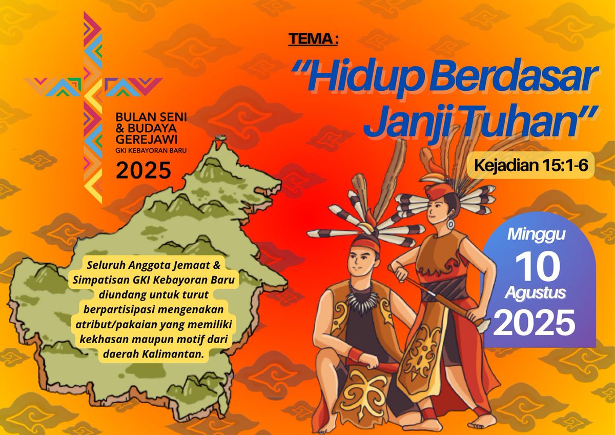 Putri Yang Menyamar (@ellazefa) on Twitter photo Buat Sobat Kristen aku yg merindukan Kalimantan. Besok <a href="/gkikebbaru/">GKI KEBAYORAN BARU</a> ibadahnya Bernuasa keindahan Kalimantan baik liturgi,bahasa juga adat budaya nya colek <a href="/PakatDayak_/">Pakat Dayak</a> bantu RT ya kakak.. Buat Sobat Kristen aku yg merindukan Kalimantan. Besok <a href="/gkikebbaru/">GKI KEBAYORAN BARU</a> ibadahnya Bernuasa keindahan Kalimantan baik liturgi,bahasa juga adat budaya nya colek <a href="/PakatDayak_/">Pakat Dayak</a> bantu RT ya kakak..