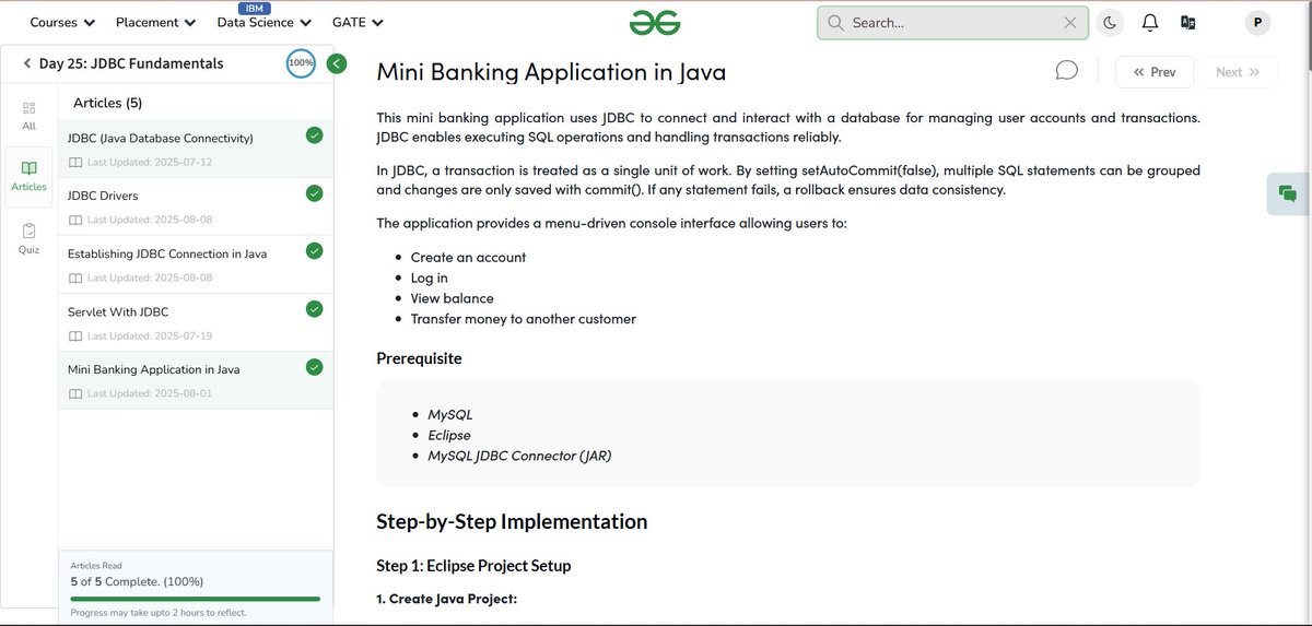 PushpakJaiswal_'s tweet image. @geeksforgeeks
Day-26
According to streak it was day 25 on the website i don't know ok so we learnt about jdbc that is java database connectivity.
#nationskillup #geekforgeeks #skillupwithgfg