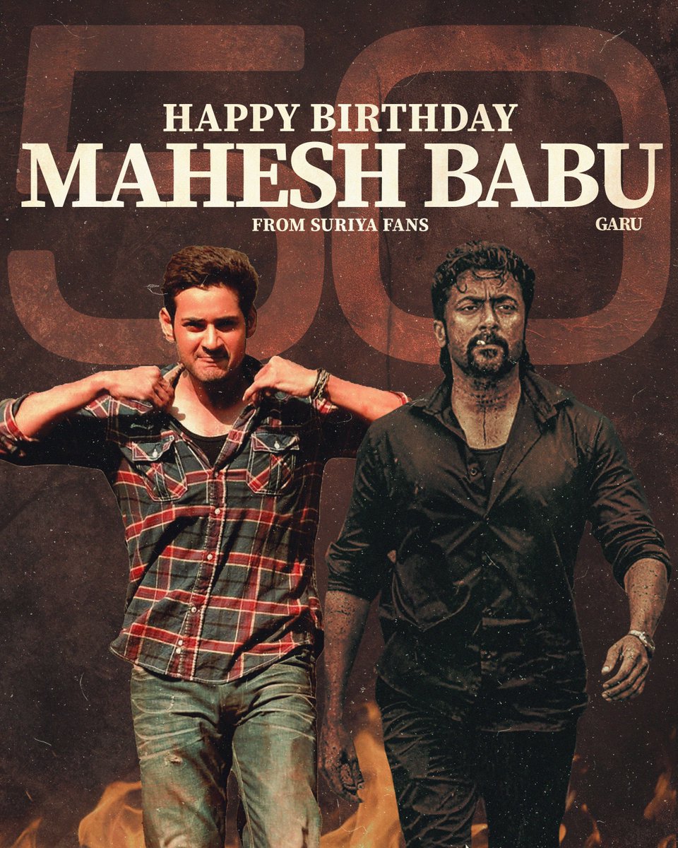 Suriya Fans Club (@suriyafansclub) on Twitter photo An actor who shines brighter. Happy 50th birthday to our dearest <a href="/urstrulyMahesh/">Mahesh Babu</a> garu β₯οΈ
May this golden year be filled with love & happiness. Can't wait for #SSMB29 π₯
#HBDSuperstarMahesh An actor who shines brighter. Happy 50th birthday to our dearest <a href="/urstrulyMahesh/">Mahesh Babu</a> garu β₯οΈ
May this golden year be filled with love & happiness. Can't wait for #SSMB29 π₯
#HBDSuperstarMahesh