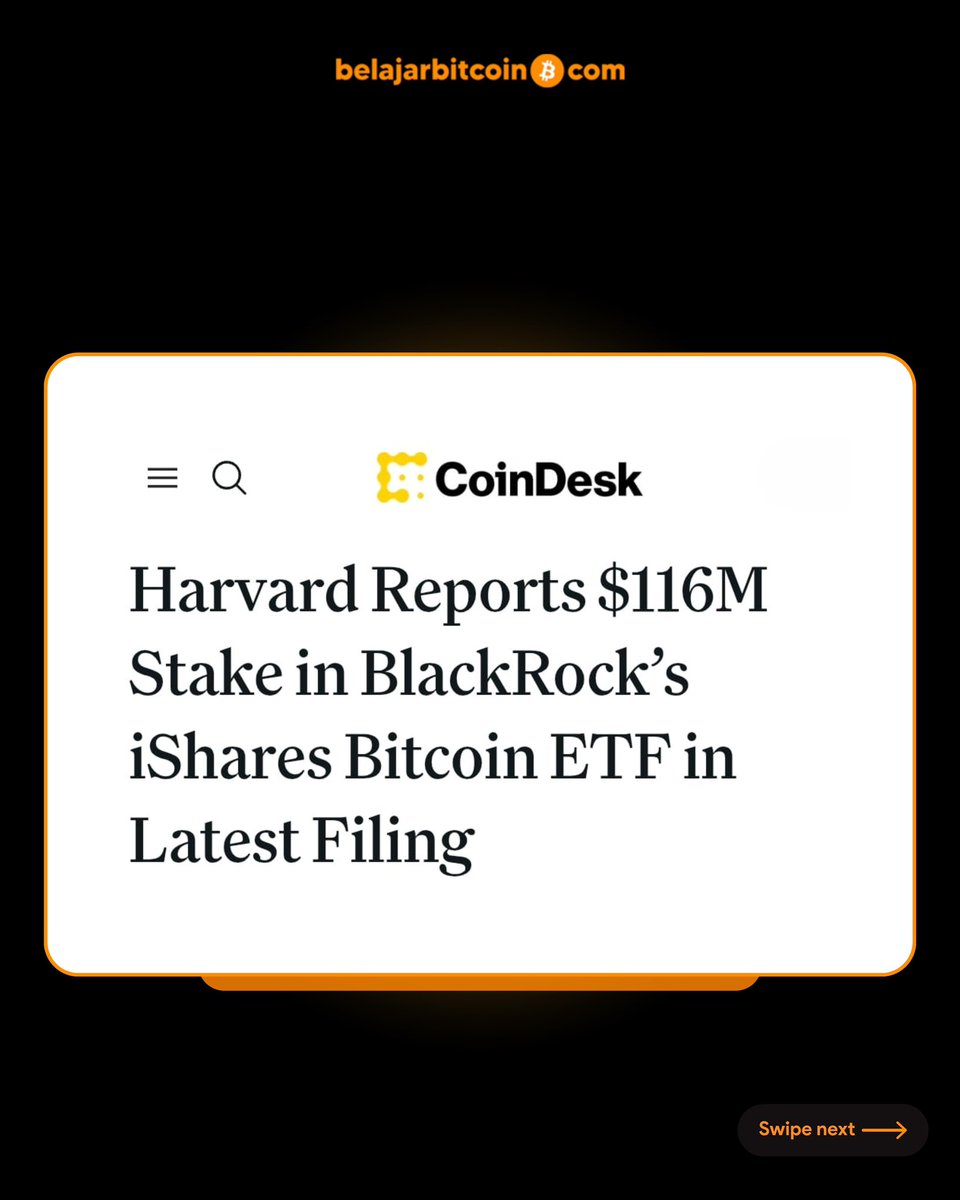 belajar_bitcoin's tweet photo. Harvard beli Bitcoin senilai $116,000,000! https://t.co/JSWvqDxym7