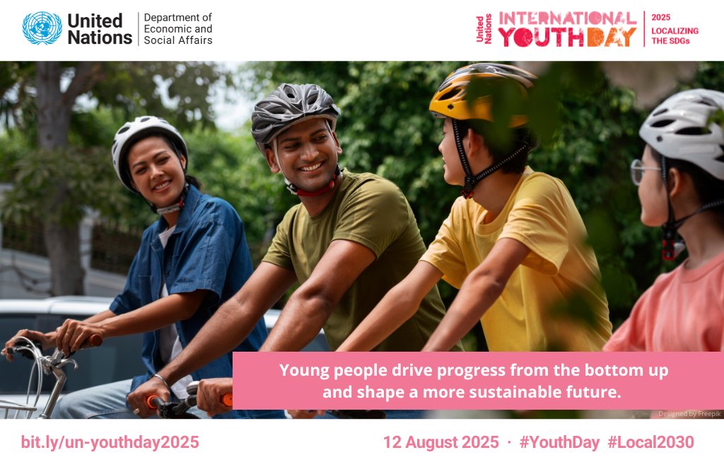 Youth are powerful changemakers building sustainable communities.

This #YouthDay, let’s celebrate their solutions and support them to keep driving progress.

bit.ly/un-youthday2025

#YouthDay #Local2030