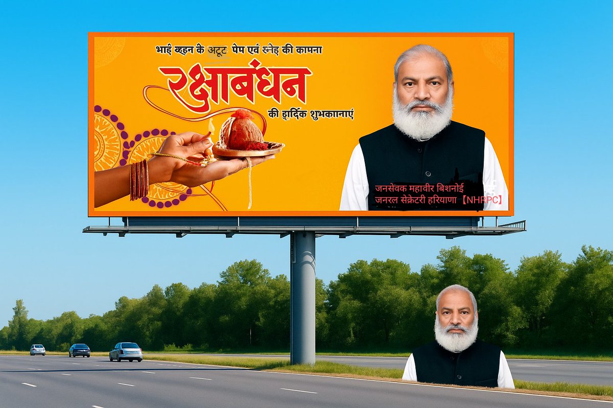 MAHAVEE60109695's tweet image. #हरियाणा 
मेरे फॉलोवर साथियो 
                                    #व
हरियाणा प्रदेशवासियो को #रक्षाबंदन की हार्दिक शुभकामनाएं।।
जनसेवक महावीर बिश्नोई
@X कर्मचारियो को भी,रक्षाबंदन की बहूत बहूत बधाई🙏✍️