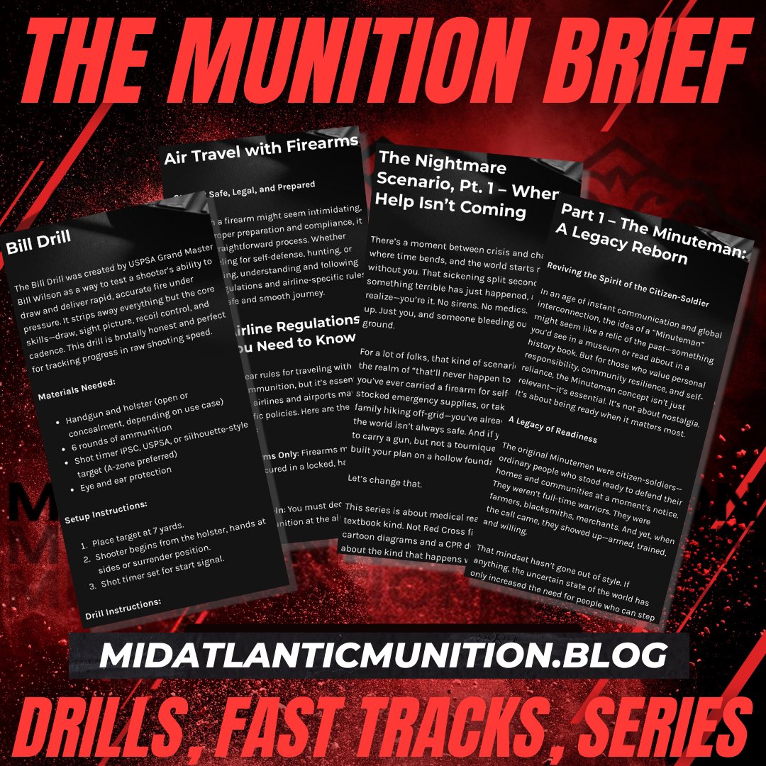 MidAtlMunition's tweet image. Big update over on The Munition Brief. We’ve been busy—new shooting drills, training tips, and resources are live now. Whether you’re sharpening your skills, looking for free targets, or building your training plan, there’s something waiting for you. midatlanticmunition.blog