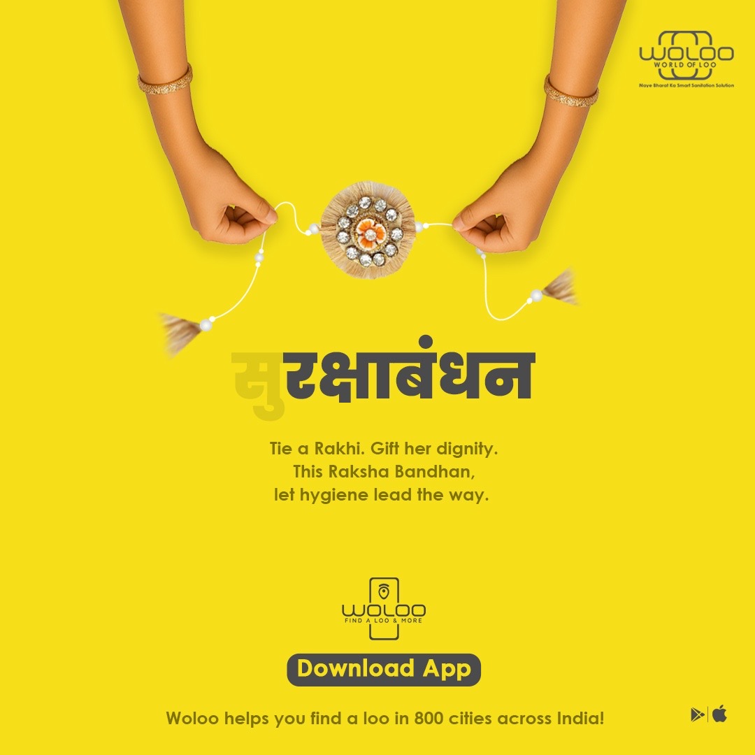 This #RakshaBandhan, tie a Rakhi &amp; gift her dignity 💛

With Woloo, find safe, hygienic washrooms in 800+ cities.

Download Woloo App - woloo.page.link/D1Px

#surakshabandhan #GiftHerDignity #WolooCares #WomensSafety