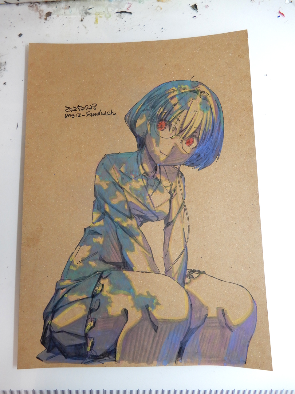 ★hide ファンアート色紙（原画） hide ファンアートイラスト（原画） アート・写真