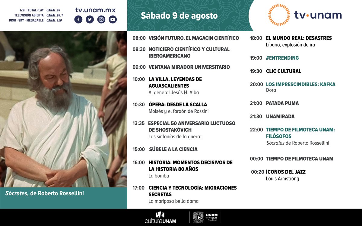 😎🥰Lo mejor para un #felizsábado: ópera🎻, Especial aniversario luctuoso de Shostakóvich🎶, «La bomba»🎥, #MigracionesSecretas🦋, #EnTrending🎙️, #ClicCultural✨, #LosImprescindibles✍️, #PatadaPuma⚽️, #UNAMirada👁️y #TiempodeFilmotecaUNAM🎞️.