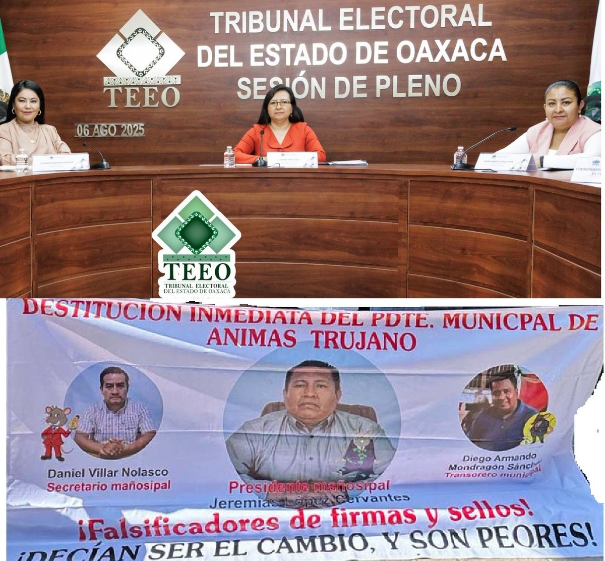 DialogosOaxCL (@oaxcl93121) on Twitter photo Por desacato, el <a href="/TEEOax/">Tribunal Electoral del Estado de Oaxaca</a> ordena suspender el mandato del presidente municipsl de Ánimas Trujano, Jeremias López Cervantes, quien al sentirse protegido por la "Primavera Oaxaqueña" incumplió cubrir pago de dietas a regidores a pesar de sentencias emitidas. <a href="/salomonj/">Salomón Jara Cruz</a> Por desacato, el <a href="/TEEOax/">Tribunal Electoral del Estado de Oaxaca</a> ordena suspender el mandato del presidente municipsl de Ánimas Trujano, Jeremias López Cervantes, quien al sentirse protegido por la "Primavera Oaxaqueña" incumplió cubrir pago de dietas a regidores a pesar de sentencias emitidas. <a href="/salomonj/">Salomón Jara Cruz</a>