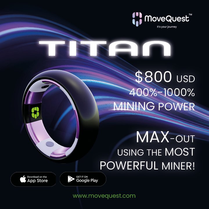 MoveQuestMQT's tweet image. The TITAN NFT Miner 

#Move2earnMQT
