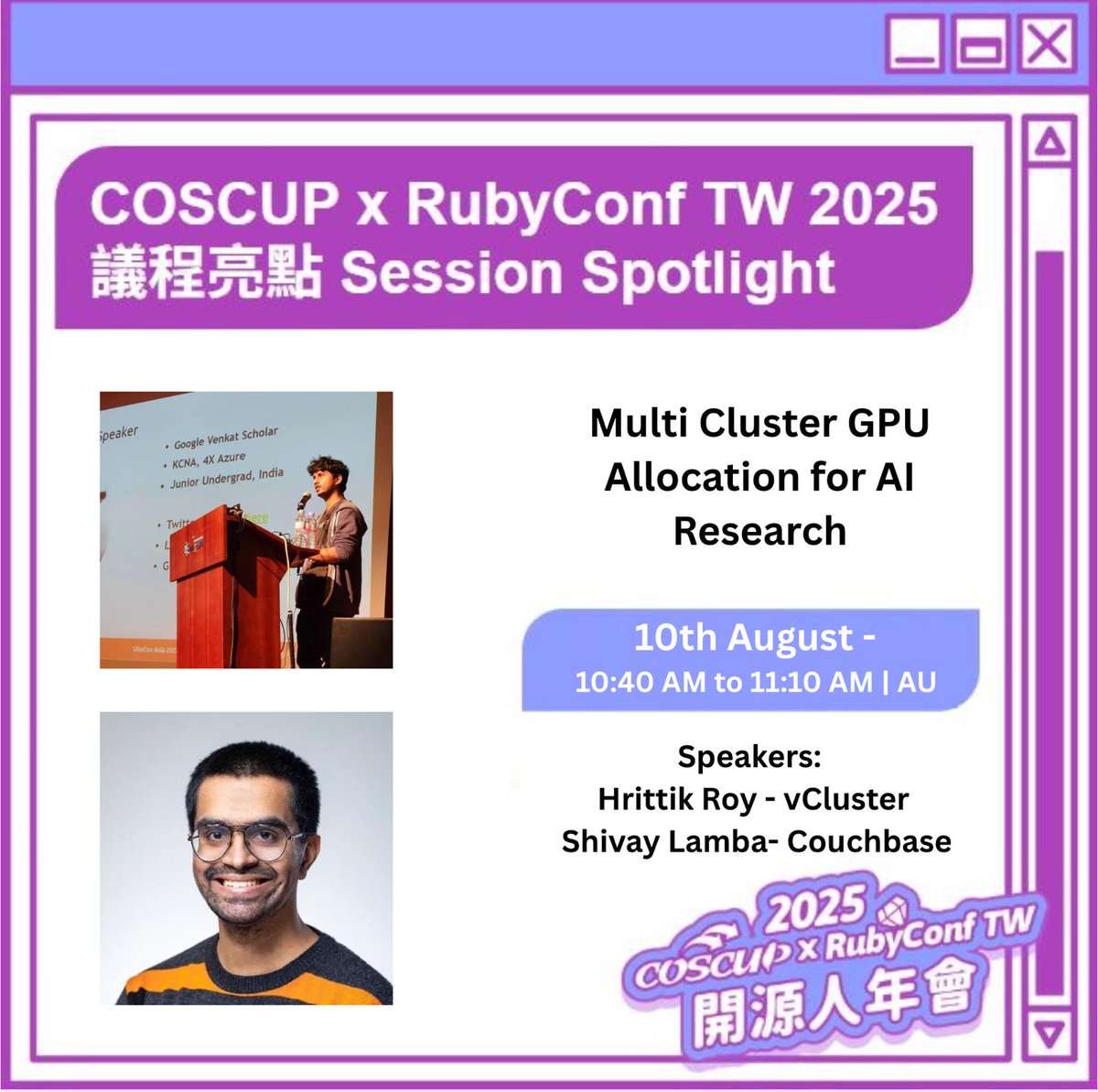 Hrittik Roy (@hrittikhere) on Twitter photo Very excited to be speaking <a href="/coscup/">COSCUP</a>  開源人年會 tomorrow with my fellow speaker <a href="/HowDevelop/">Shivay Lamba</a>  🚀 Very excited to be speaking <a href="/coscup/">COSCUP</a>  開源人年會 tomorrow with my fellow speaker <a href="/HowDevelop/">Shivay Lamba</a>  🚀
