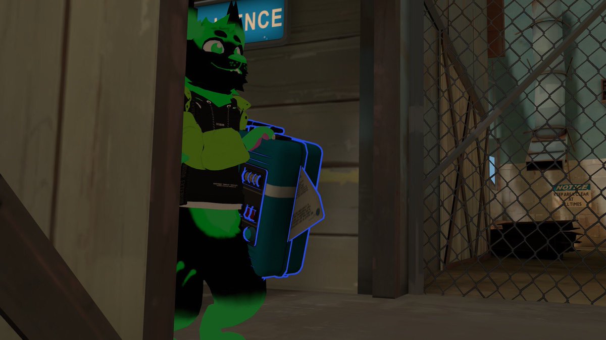 "Alert!! Intruder green spy at the base!!"

#VRChat || #VRChatPhotography || #VRChat_world紹介 || #furry || #TF2