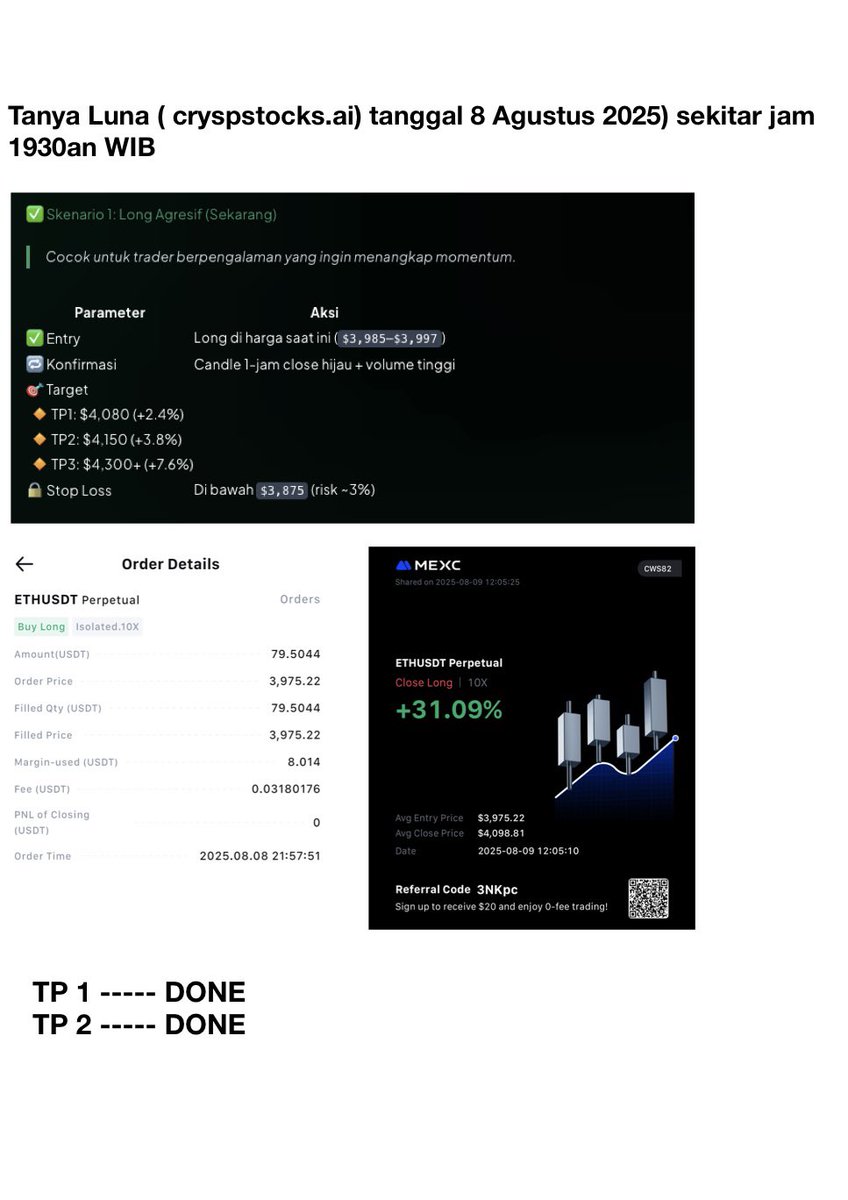 syumanjaya82's tweet image. Sebagai newbie, ask Luna (crypstocks.ai) semalam sebelum US trading session . Sangat-sangat membantu dan memberikan profit #dyor #moneymanagement 🙏🙏🙏🙏 Thx you so much @crypstockss #alwayslearn