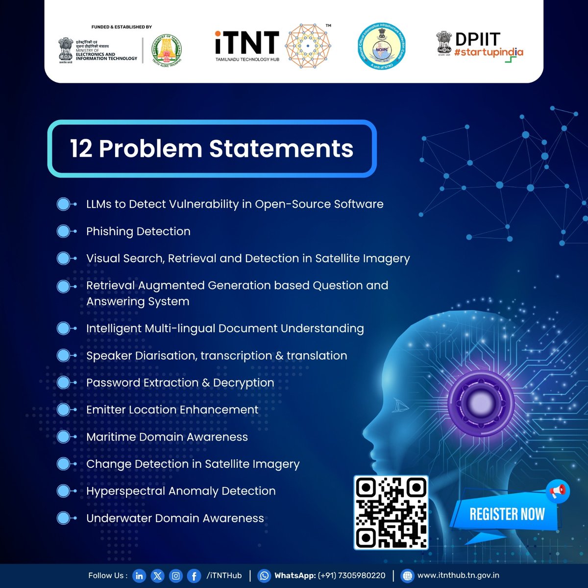 NCIIP Startup India AI Grand Challenge 2025
Responsible AI for National Security

Inviting applications from Startups and student groups aspiring to be startups to the NCIIP Startup India AI Grand Challenge 2025 with the theme “Responsible AI for National Security”. The Grand