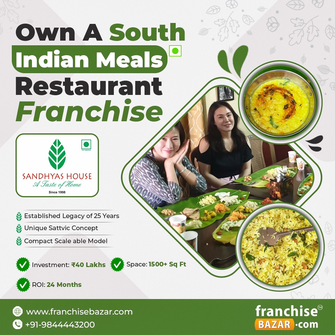 FranchiseBazaar's tweet image. Partner with Sandhya House  Restaurant — a trusted name in authentic vegetarian cuisine known for taste, tradition, and offer quality food in South India.

 Join one of India’s finest South Indian Meals restaurant franchise brands!  

 #satvik #foodfranchise #RakshaBandhan2025
