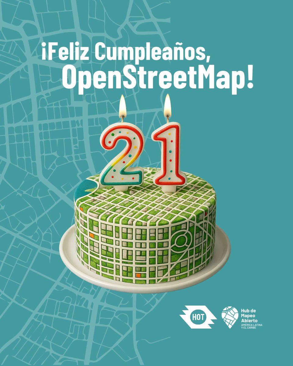 MapHubLAC's tweet image. ¡@OpenStreetMap cumple 21 años! 🗺️

Un mapa base y una comunidad global que crea datos abiertos para entender, cuidar y transformar nuestros territorios.

#OSM nos recuerda: mapear es colaborar y generar cambio desde nuestra comunidad. ¡Gracias por tanto! 🎉