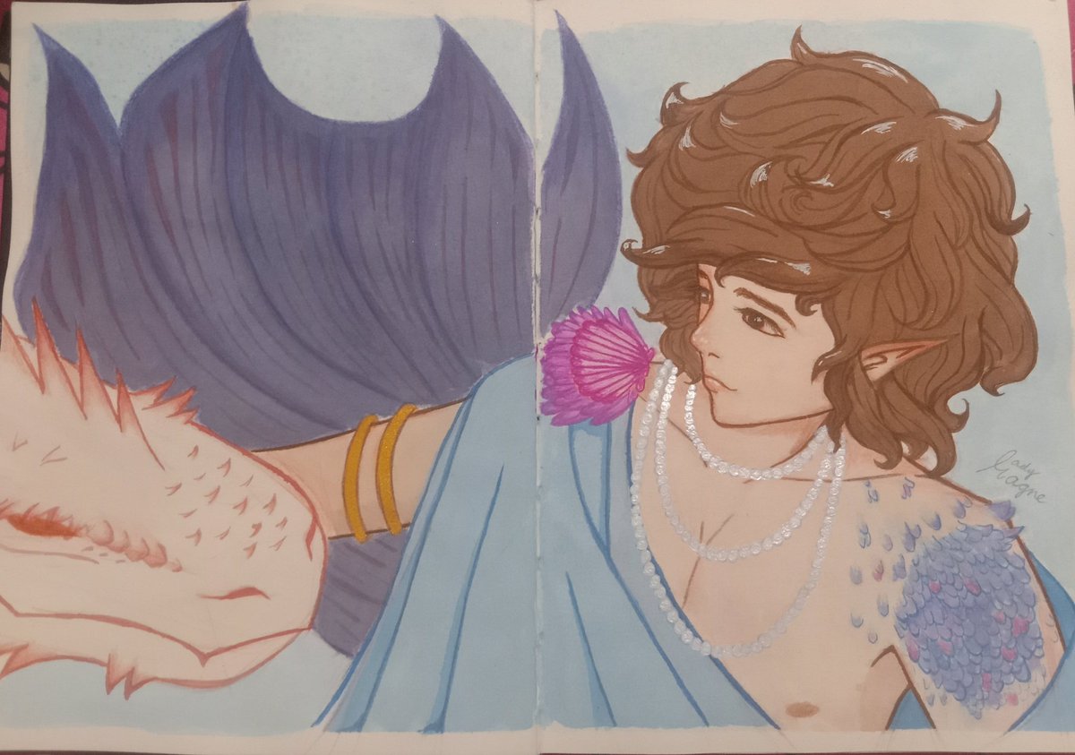 After falling in Shipbreaker's bay, Prince Lucerys was welcomed by The Great Merling King's court.

Mer Lucerys and Arrax

#LucerysVelaryon
#Arrax