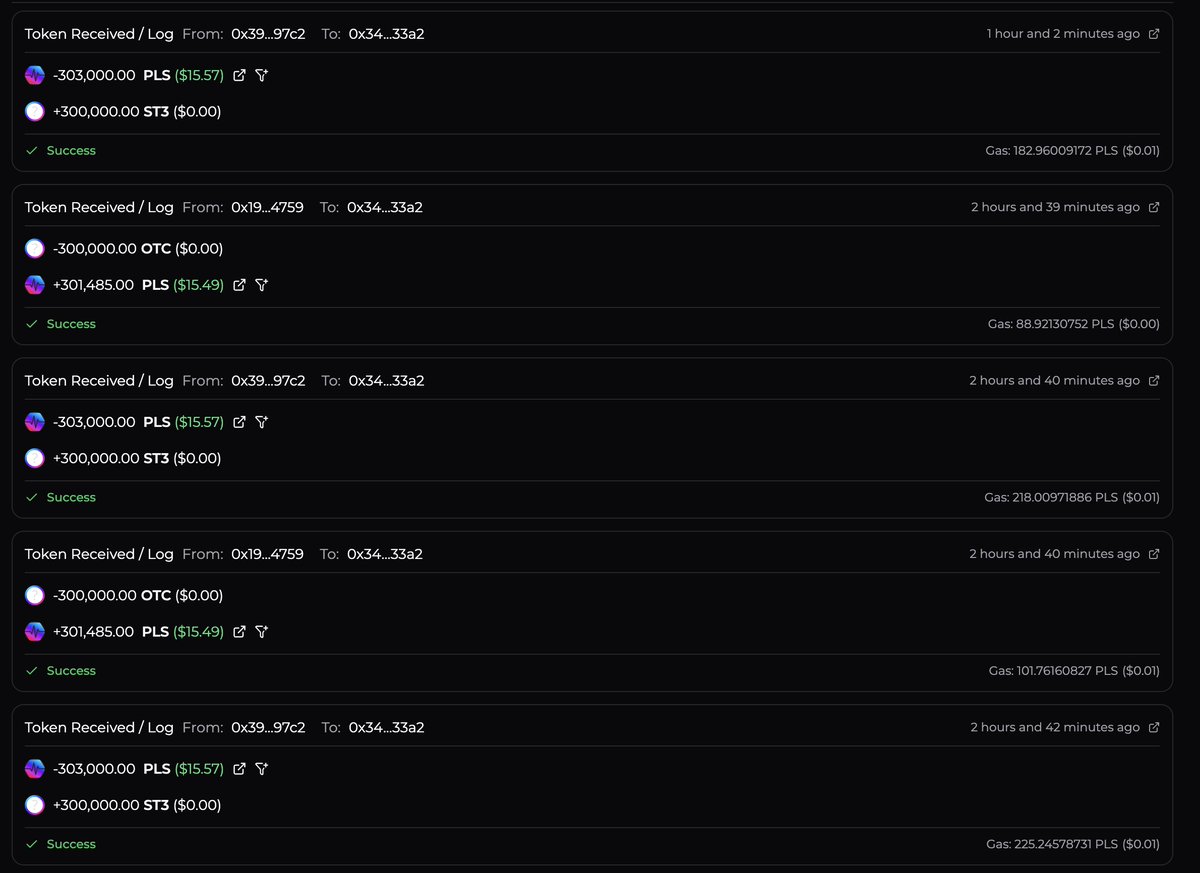 ⬣Bistro - Trustless Multi-Asset OTC (@0xbistroio) on Twitter photo This user buys lots of #ST3 on a dex, then flips it constantly, over and over on our OTC. 
Each to their own.. Only on #PulseChain 🤝🪄 This user buys lots of #ST3 on a dex, then flips it constantly, over and over on our OTC. 
Each to their own.. Only on #PulseChain 🤝🪄