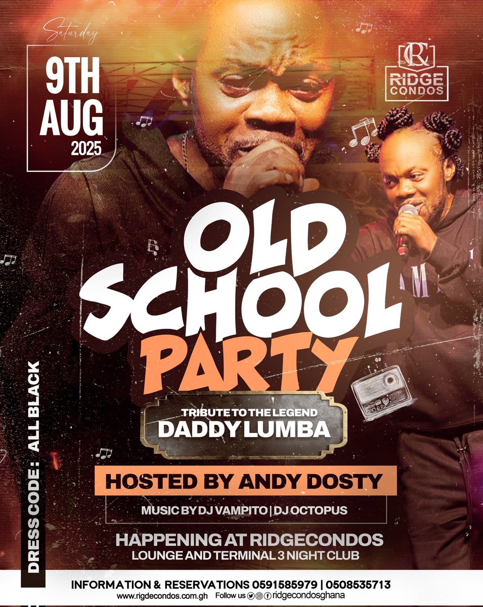Who else can better lead a celebration of the life of the legendary Daddy Lumba than <a href="/andydosty/">Mr Dosty</a>?

It's an OLD SCHOOL party and a celebration tonight inside Terminal 3 Night Club inside Ridge Condos, Kumasi.

A vigil postponement won't stop Oseikrom from honoring the legend. Check
