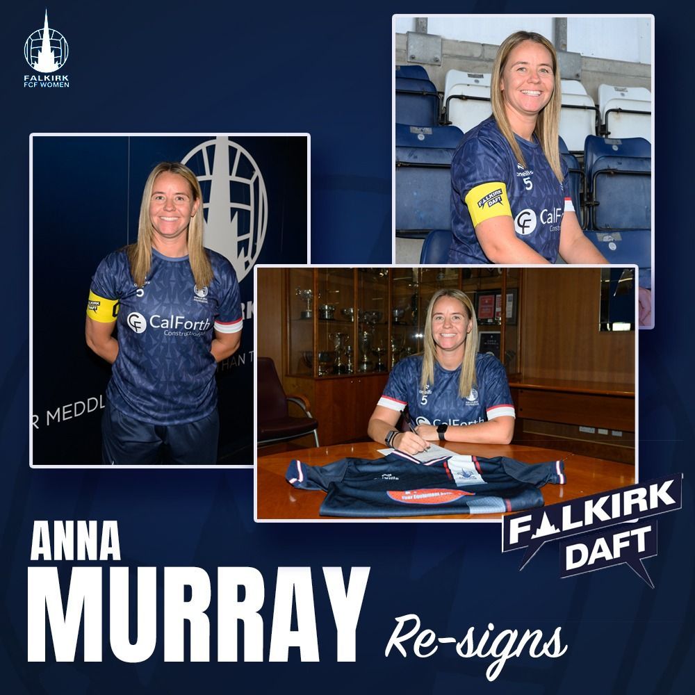 𝐓𝐡𝐞 𝐂𝐚𝐩𝐭𝐚𝐢𝐧! 🫡 

Our Captain, Anna Murray has re-signed for another season! Anna is a great role model on and off the pitch and we are delighted that she is staying for the 25/26 season! 

Sponsored by: Falkirk Daft! 

👉🏻x.com/Falkirkdaft?t=…