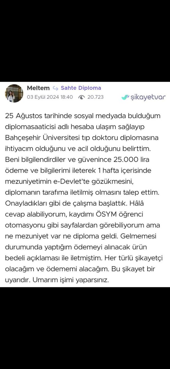 Her şey bu şikayet mesajıyla başladı...yoksa hiç bir b..tan haberimiz olmayacaktı..