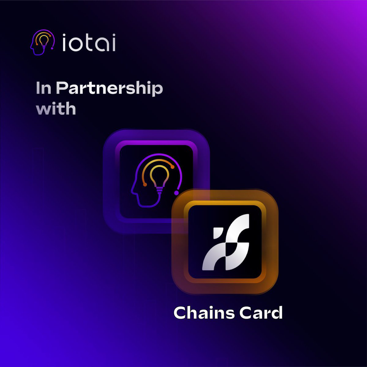 IoTAI (@iotai_network) on Twitter photo $IOTAI Mass Adoption ? It’s here 🧠 
We are thrilled to announce our Partnership with <a href="/chainscard/">ChainsCard</a>. 
$IOTAI will be fully integrated into their Payment Network. Everyone is going to be able to spend IOTAI in real life. 
No KYC Crypto Debit Cards, instant loads and Apple Pay $IOTAI Mass Adoption ? It’s here 🧠 
We are thrilled to announce our Partnership with <a href="/chainscard/">ChainsCard</a>. 
$IOTAI will be fully integrated into their Payment Network. Everyone is going to be able to spend IOTAI in real life. 
No KYC Crypto Debit Cards, instant loads and Apple Pay