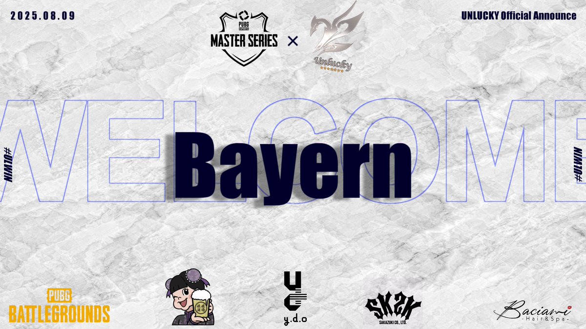 PC版unlucky
新加入メンバー

元Fortuna GamingでPSJ tier1昇格   tier1で最高4位
当時のIGNはHxwk選手が加入🇰🇷

PMS season2も上位を目指しますので
応援宜しくお願いします🙇

#ULwin
#PMS