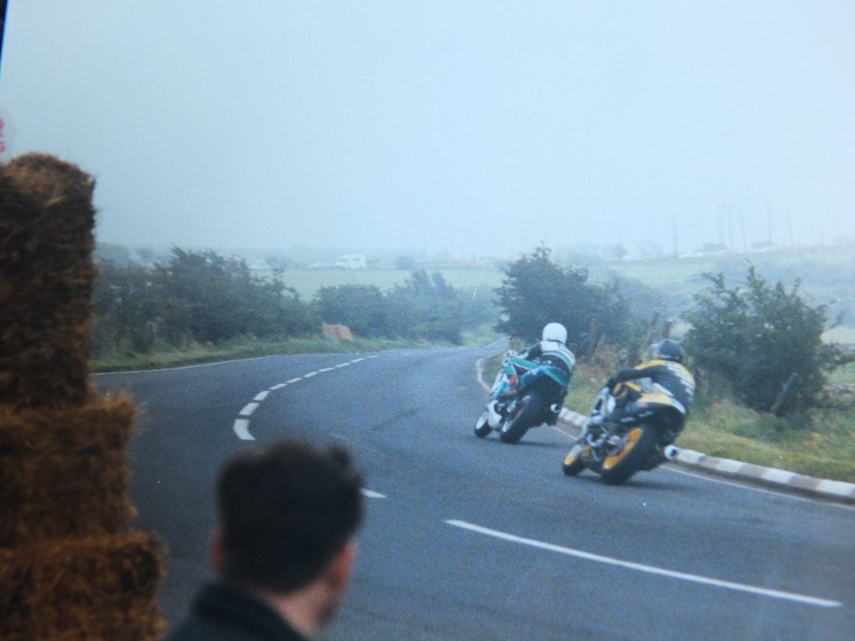 James Stansbridge and Anita Buxton at a misty Wheelers Corner looking towards Tornagrough,Ulster Grand Prix 1998. The highest part of the circuit it would regularly get a bit of mist early in the day.  #roadracing #roadracers #UGP #Dundrod #memories