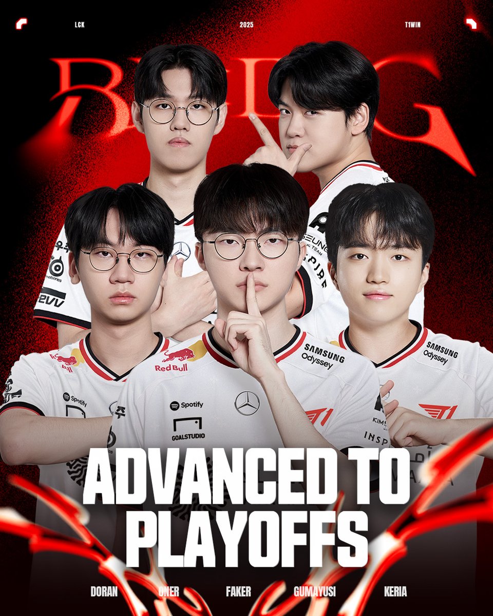 [2025 #LCK Round 4 vs NS]

오늘 경기를 2:0 승리로 마무리 지으면서 플레이오프 진출을 확정 짓습니다!✅
PLAYOFFS secured with today's 2:0 win!✅

#TogetherAs1