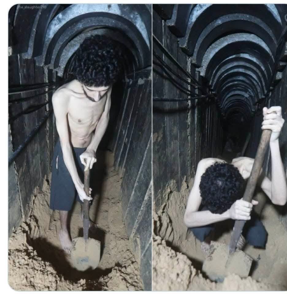 A reminder that it’s been a week since Hamas released a video of hostage Evyatar David digging his own grave and this harrowing image has not been on one single front page in the UK. Shame on us.