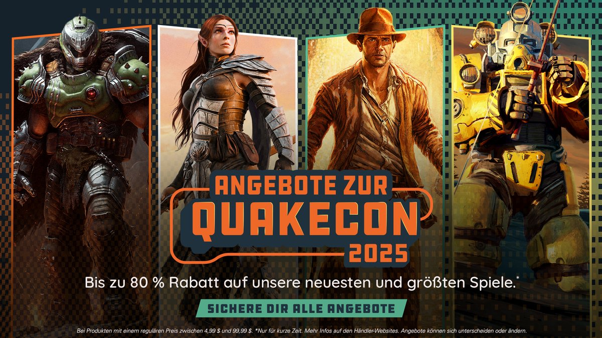 ❗️ Kleiner Reminder: Bis zum 13. August habt ihr noch Zeit euch bis zu 80% Rabatt auf ausgewählte Bethesda Titel im Rahmen des QuakeCon-Sales zu sichern! Unter anderem auf DOOM: The Dark Ages! ❗️

👉 beth.games/4fpRwgU