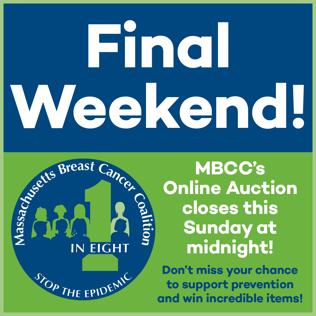 FINAL WEEKEND!
MBCC's online auction closes this Sunday at midnight!
Don't miss your chance to support prevention and win incredible items!
event.auctria.com/f16073aa-3c3e-…
#MBCC #BreastCancerPrevention #LiveAuction