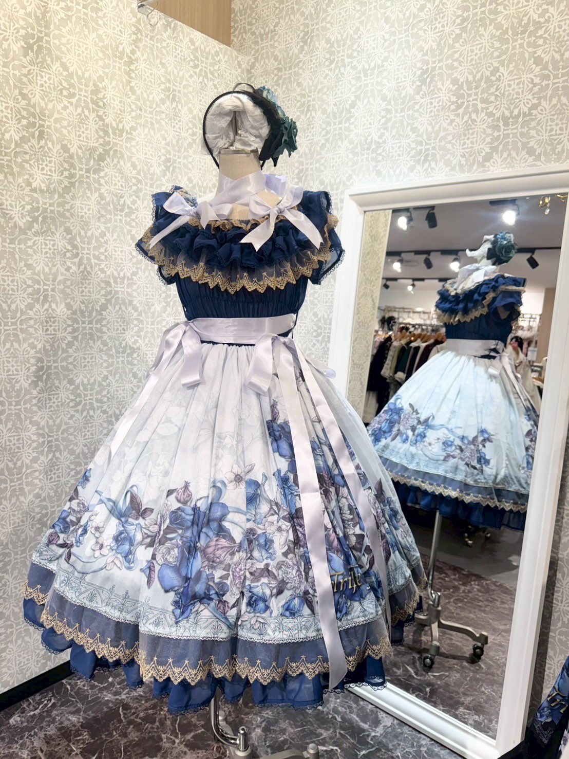 デザートワンピース サックス ノエラ Noela モール刺繍フラワーワンピ （サックス