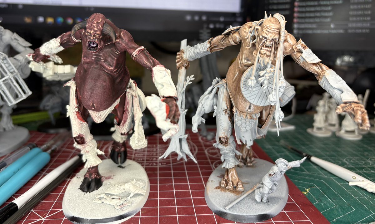 panzerkaput's tweet image. I’m making a start on my 17th and biggest Warhammer AoS Spearhead, well biggest is miniature size, the Sons of Behemat. I’m actually enjoying painting these guys, contrasts are doing the heavy lifting.
#warhammercommunity
#newaos
#sonsofbehemat
#spearhead
#leicesterphatcats