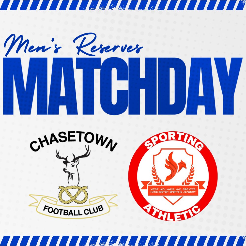 🔵🦌⚽ 𝐌𝐀𝐓𝐂𝐇𝐃𝐀𝐘! ⚽🦌🔵

🏆 West Midlands (Regional) League Division 1
⚽️ Chasetown Reserves vs. Sporting Athletic
⌚ KO 3pm
🎟 Adults £5, Conc. £3
🏟 The Scholars Ground, Church Street, Chasetown WS7 3QL