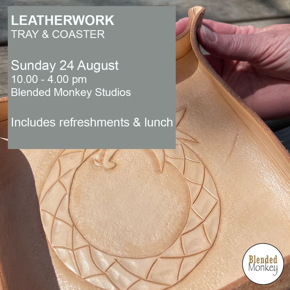 blended_monkey's tweet image. Fabulous leatherworking experience with guest tutor &amp;amp; leather artist, Tony Fulton (Fatbob), on Sunday 24 August! 

Make a leather valet tray &amp;amp; coaster 🪡

BOOK HERE: l8r.it/lbWH
 
#leatherwork #learnleatherwork #leatherworkshop #leathercarving #leathertooling