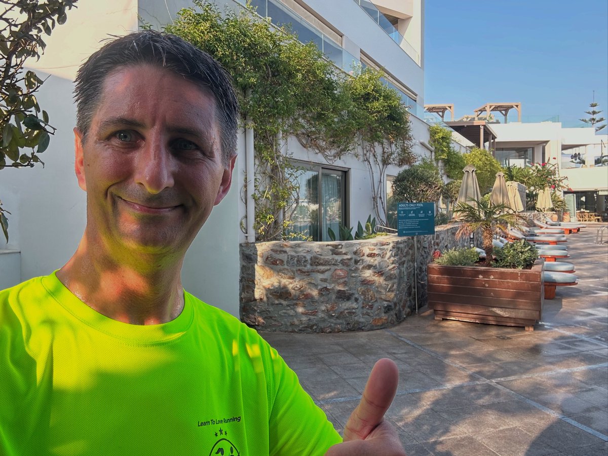The_RunSeeker's tweet photo. Last day in Crete. Got myself moving for a 7:30am half run / half walk of about 6.5km. Was pretty warm at 26 deg already, but cool costal breeze. Got caught by a wave at beach so ran last bit with soggy trainers 🤣 https://t.co/CZibQlshSE