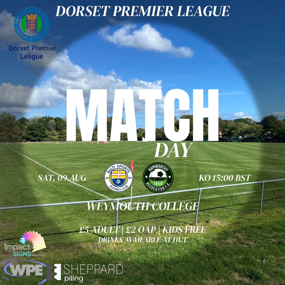 MATCH DAY!
15:00KO | Weymouth College

Come support the lads on our opener of the season! Food &amp; Drink available at the hut.