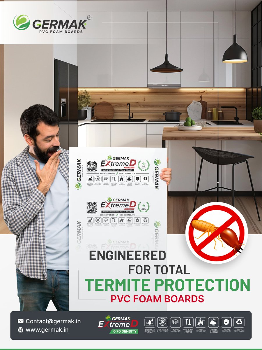 GermakPVCBoards's tweet image. 🛡️ Say Goodbye to Termites – Forever! 🛡️

📧 Email Us: contact@germak.in
📍 Visit us at: germak.in

#Germak #PVCFoamBoards #TermiteProtection #FurnitureProtection #InteriorDesign #HomeSafety #ExtremeDurability #HighStrengthBoards