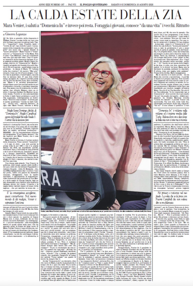 Mara Venier, i saluti a “Domenica In” e invece poi resta. Foraggia i giovani, conosce “da una vita” i vecchi. L'articolo di Ginevra Leganza è nel Foglio del weekend
edicoladigitale.ilfoglio.it