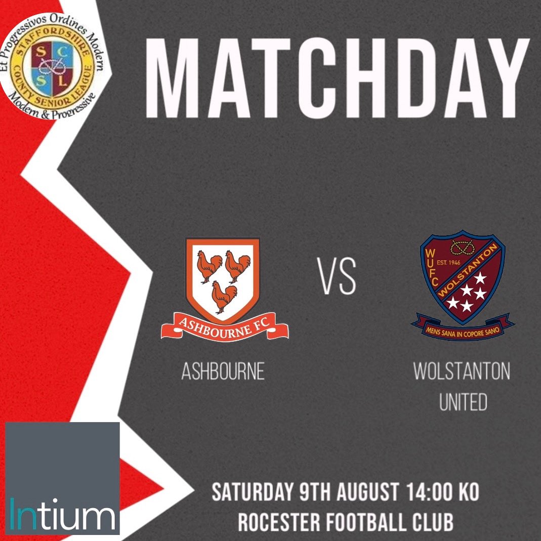 Our fourth game in 14 days sees us travel to Rocester Football Club to take on Ashbourne FC the hosts have won both of their opening fixtures  but we will be looking to build on our midweek victory over Milton 
📍Rocester Football Club, Hillsfield, Mill Street, Rocester, ST14 5JX