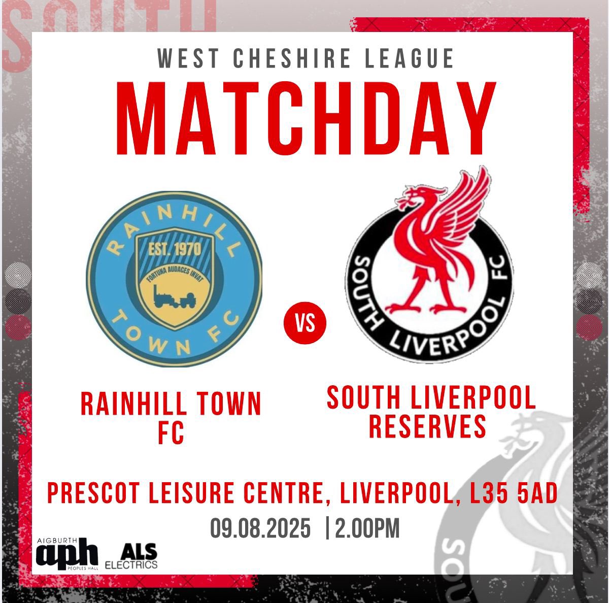 SouthLpoolRes's tweet image. AND WE ARE BACK⚪️⚫️🔴

📆 Sat 09/08/25
⚽️ @RainhillTownFC 
🏆 @WestCheshireLge 
⏱️ 2pm KO
📌 Prescot Leisure Centre
💰 Admission: Free 
🍻 BAR OPEN