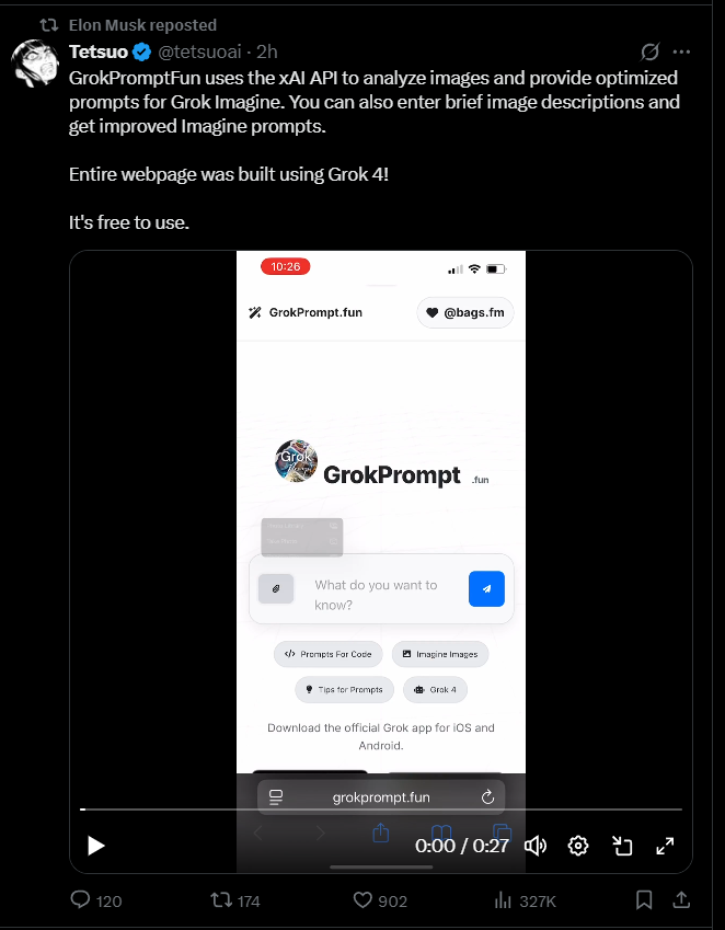 Ani69696's tweet photo. https://t.co/MPWOC1KEhp 
GrokPrompt：5ghpHpgiew7WuuKY1f3CSMgGHmDiZUeMjZrgDrfzBAGS
The Grok project, backed by Elon Musk, is now live on Bags. It's very convenient and practical. Join us!
 @finnbags  @BagsApp  @groktprompt  @tetsuoai 
#GROKPROMT #elonmask #Grok  #bags https://t.co/BL8VktbGmB