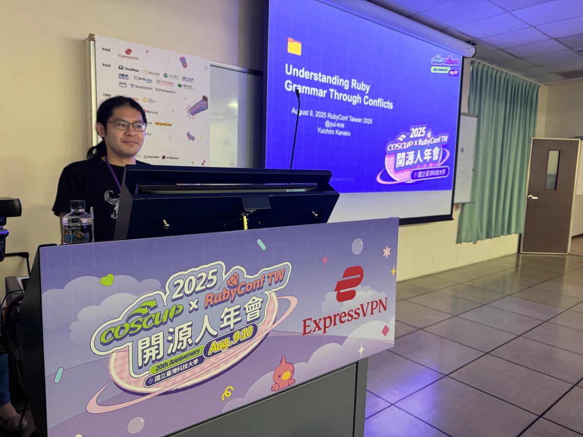 koic's tweet image. The LALR parser monster @spikeolaf on stage #RubyConfTW #COSCUP