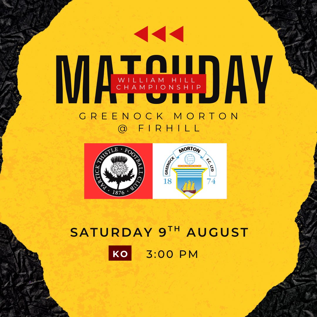 It’s Matchday At Firhill!

We take on Dougie Imrie’s men who come to play in our back garden for the first of two games this season.
Should, on paper, be a slightly more favourable match up than our match with St Johnstone last week but you never know.

Team news will follow in
