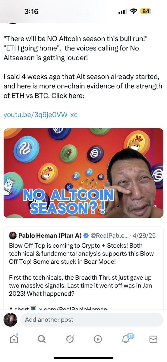 RealPabloHeman's tweet image. ETH vs BTC chart shows so much strength and the bull run if ETH vs BTC started back in April! My call for ETH to Bottom against BTC came in late April, and that Altcoin season already started.

Have made many public calls and videos saying ETH vs BTC ratio is in a bull run now.