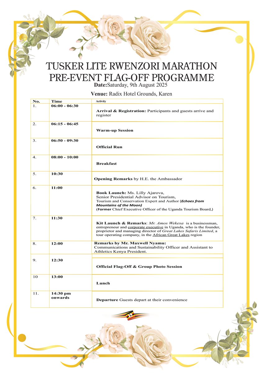 Thrilled to join our friends in Kenya for the Tusker Lite Rwenzori Marathon Pre-Event Flag-Off, a celebration of endurance and the landscapes that unite us. 

I am honoured to also launch my book, Echoes From Mountains of the Moon sharing my journey to Margherita Peak and the