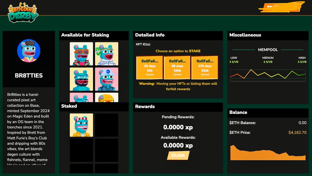 🚨 BR8TTIES STAKING IS LIVE 🚨

Earn passive Jungl XP rewards:

🚀 Secure your $JUNGL airdrop
🗡️ Buy <a href="/TidyOnChain/">Tidycoin</a>’s in-game items
🎲 Bet, play and win in Jungl’s world
🛠️ Create AI-powered games

Soft stake now at staking.bitcoinderby.live/staking

Powered by <a href="/JunglCorp/">JUNGL.</a> and <a href="/BitcoinDerby/">Bitcoin Derby</a>