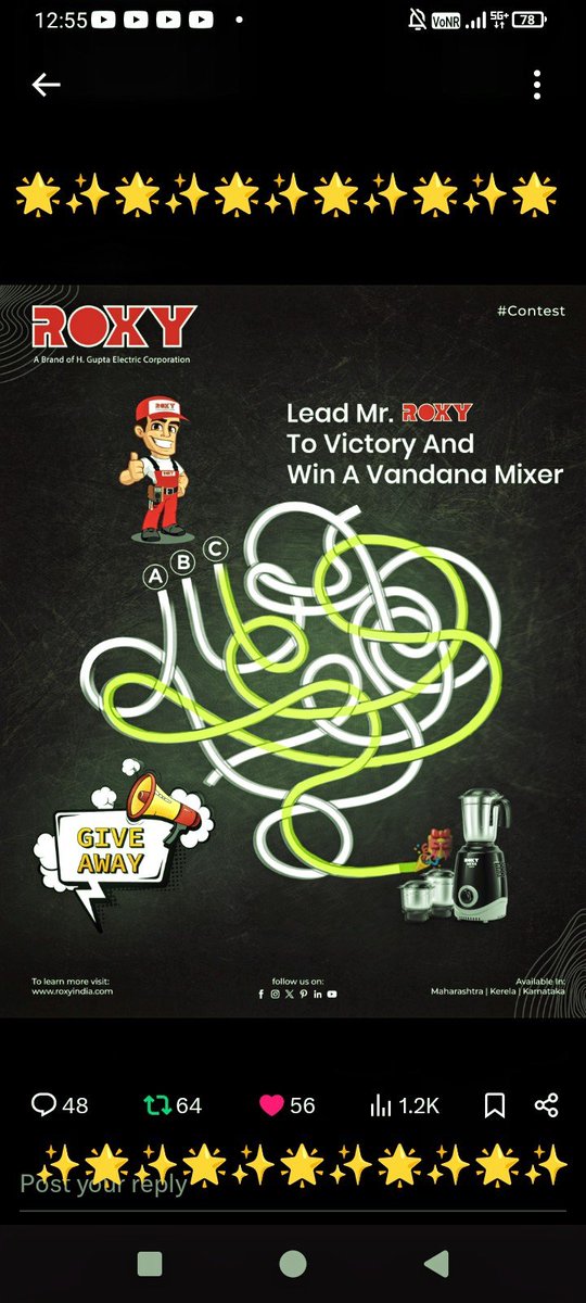 rjanardhan's tweet photo. @RoxyAppliances @roxyindia Answer 👉 Path C
#RoxyAppliances #HomeAppliances #MadeForComfort #TrustedByYou #VandanaMixerGrinder #KitchenEssential #SpiceItUp
@RoxyAppliances
Join 🔖
@kalpana7867
@Godisgreat001
@s4success2win
@prashantjm786
@KalpaM10 https://t.co/lBdc9dpnhf