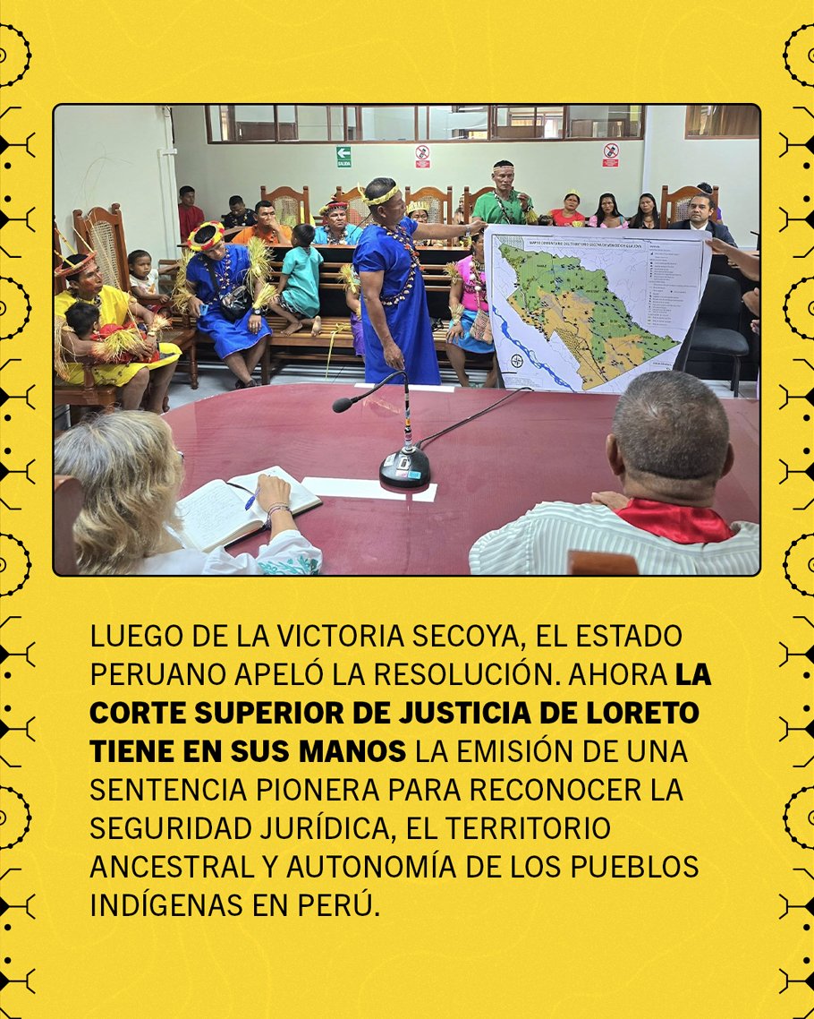 AFrontlines_ES's tweet photo. 🇵🇪 La Corte de Justicia de #Iquitos de Peru puede ratificar una sentencia pionera en derechos indígenas.
✊Conoce más sobre esta lucha histórica de los #Secoya en Perú y cómo #AmazonFrontlines y #AlianzaCeibo está apoyando esta causa.
🔗https://t.co/On75xvXLBr
#TitulaciónYA https://t.co/lVNkexxMC7