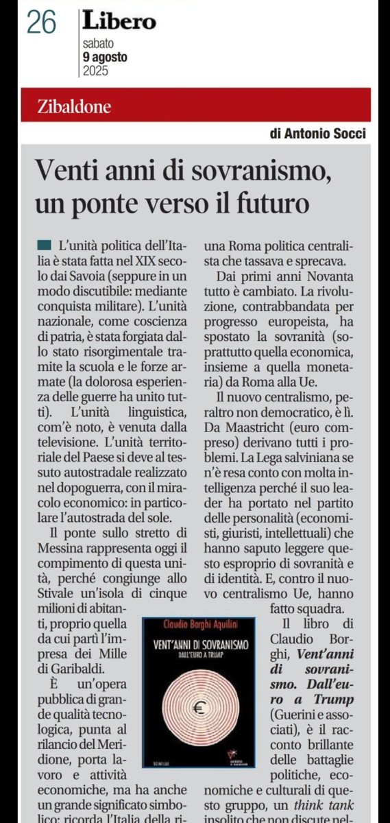 Claudio Borghi A. (@borghi_claudio) on Twitter photo Miracolo! All'avvicinarsi delle diecimila copie vendute nel silenzio generale, oggi grazie ad <a href="/AntonioSocci1/">Antonio Socci</a> su <a href="/Libero_official/">Quotidiano Libero</a> abbiamo la prima recensione di amazon.it/Ventanni-sovra… 😃
I primi saranno i primi! Grazie! Miracolo! All'avvicinarsi delle diecimila copie vendute nel silenzio generale, oggi grazie ad <a href="/AntonioSocci1/">Antonio Socci</a> su <a href="/Libero_official/">Quotidiano Libero</a> abbiamo la prima recensione di amazon.it/Ventanni-sovra… 😃
I primi saranno i primi! Grazie!